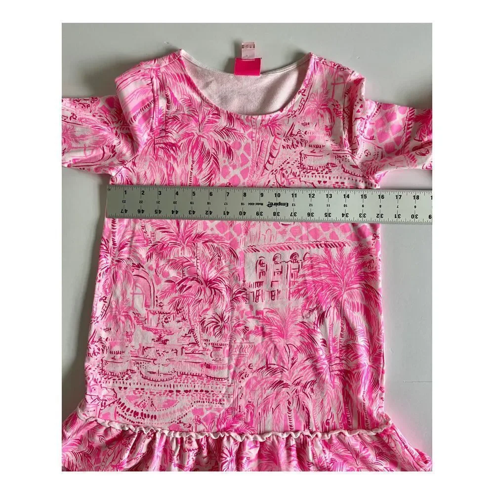 Lilly Pulitzer Kailyn Pink Blossom Palm Beach Paradise Dress Girls Size XL 12-14